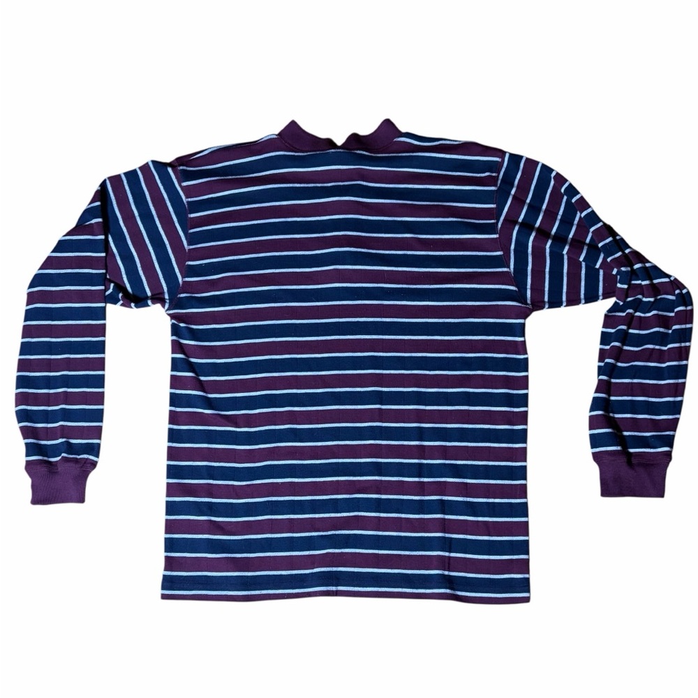Striped Henley Long Sleeve Shirt - Purple & Blue - Picture 9 of 9